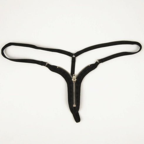 Zippered Tanga Open G String Bikini Bottom